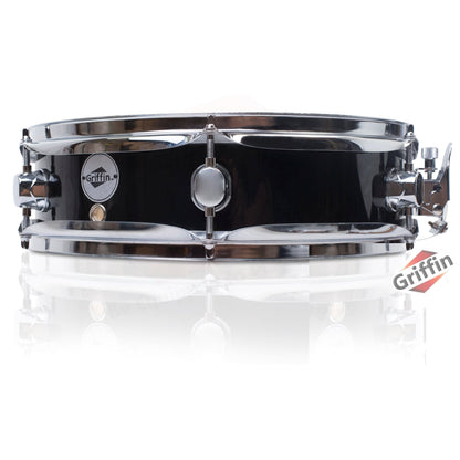 Piccolo Snare Drum 13" x 3.5" by GRIFFIN - 100% Poplar Wood Shell Black PVC & White Coated Drum Head