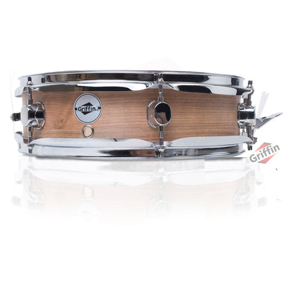 Piccolo Snare Drum 13" x 3.5" by GRIFFIN - 100% Poplar Shell with Oak Wood Finish & Coated Drum Head - Professional Marching Drummers Percussion