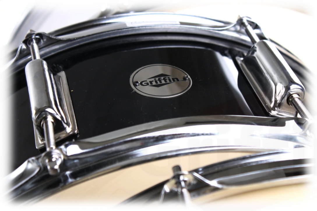 GRIFFIN Snare Drum - Poplar Wood Shell 14" x 5.5" with Black PVC & Coated Head - Acoustic Marching