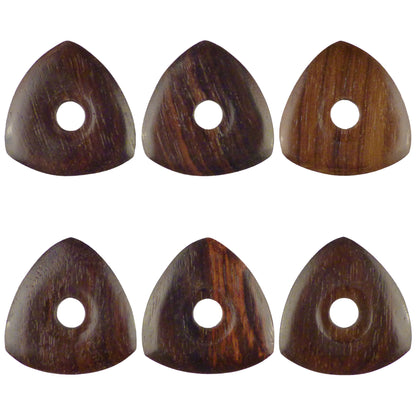 Rosewood Guitar Or Bass Pick - 4.0 mm Ultra Heavy Gauge - 346 Contoured Triangle With Grip Hole Shape - Natural Finish Handmade Specialty Exotic Plectrum