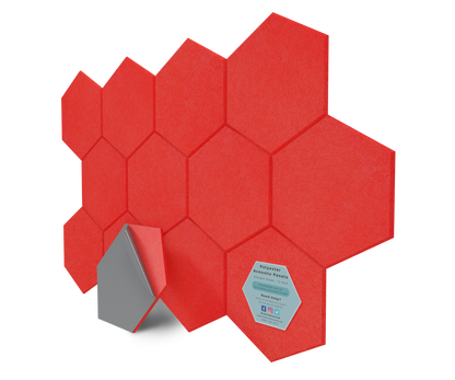 Hexagon Polyester Acoustic Panels - 12 Pack | Eco-Friendly Sound Absorption | Easy Peel & Stick Installation