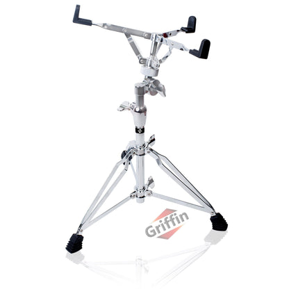 GRIFFIN Deluxe Snare Drum Stand - Percussion Hardware Kit with Key - Double Braced Medium Weight