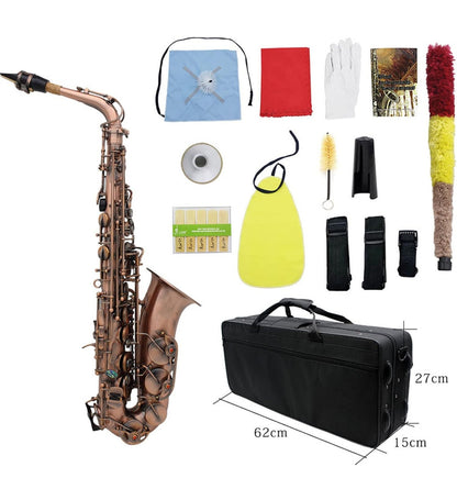 Professional Red Bronze Bend EB E-Flat Alto Saxophone + Gig Bag & Accessories