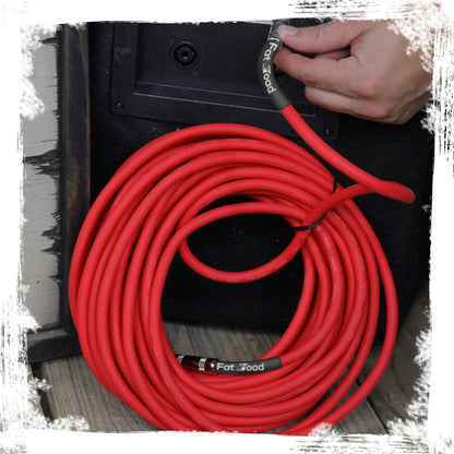 1/4" to 1/4 Male Jack Speaker Cables (2 Pack) by FAT TOAD - 50ft Professional Pro Audio Red DJ