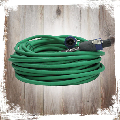 Speakon to Speakon Cable by FAT TOAD - 50ft Professional 12GA Pro Audio Green Speaker PA Cord