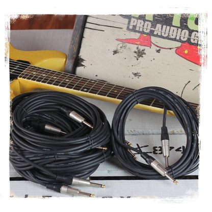 Guitar Cables (4 Pack) Instrument Cord by FAT TOAD - 24 AWG Patch Conductor for Electric or Acoustic