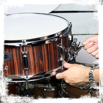 Snare Drum by GRIFFIN - 14" x 5.5"  Black Hickory PVC & Coated Head on Poplar Wood Shell - Acoustic Marching Percussion Instrument Set, Drummers Key