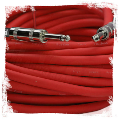 1/4" to 1/4 Male Jack Speaker Cables (2 Pack) by FAT TOAD - 25ft Professional Pro Audio Red DJ Speakers PA Patch Cords - Quarter Inch 12 AWG Wire