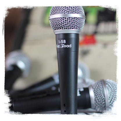 Cardioid Microphones with Clips (4 Pack) by FAT TOAD - Vocal Handheld, Wired Unidirectional Mic - Singing Microphone for Music Stage Performance