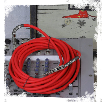 1/4" to 1/4 Male Jack Speaker Cables (2 Pack) by FAT TOAD - 25ft Professional Pro Audio Red DJ