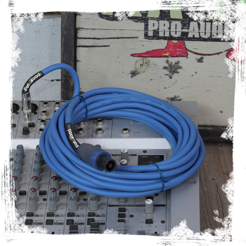 FAT TOAD Speakon To 1/4" Male Cables (2-Pack) – 25ft, 12 AWG, Pro Audio, LO-Z, Blue Jacket