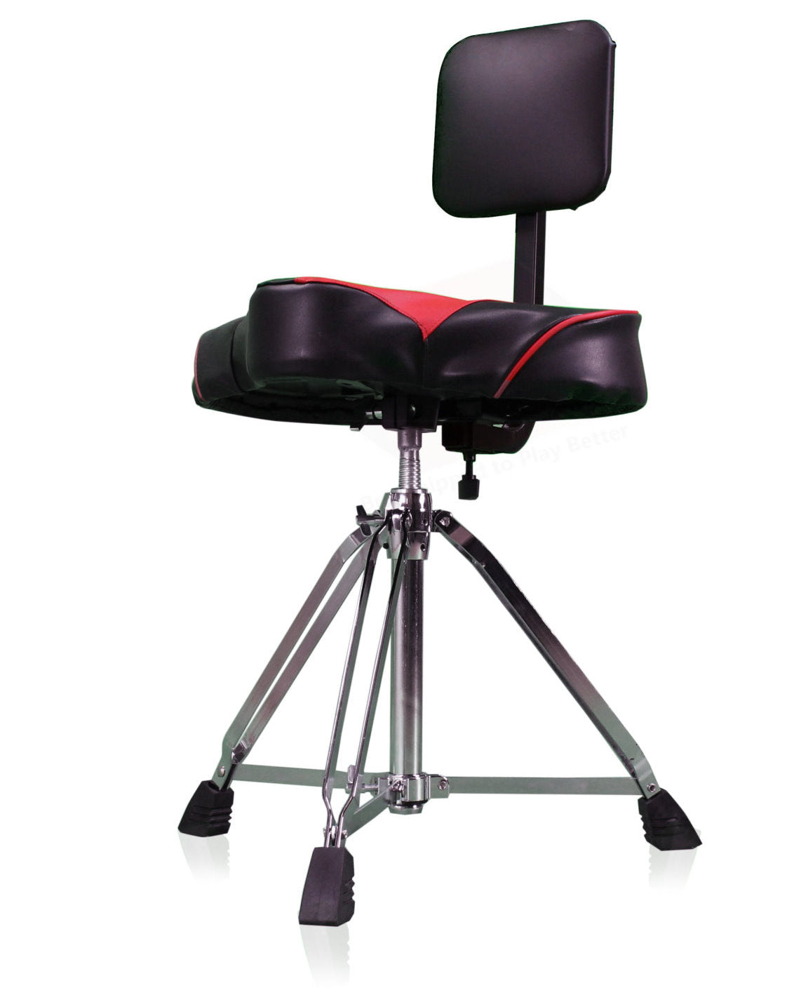 Saddle Drum Throne with Backrest Support by GRIFFIN - Padded Leather Drummer Motorcycle Biker Style