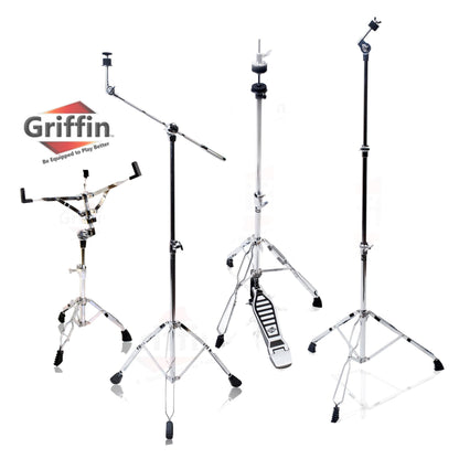 GRIFFIN Cymbal Stand Hardware Pack 4 Piece Set - Full Size Percussion Drum Hardware Kit Mount