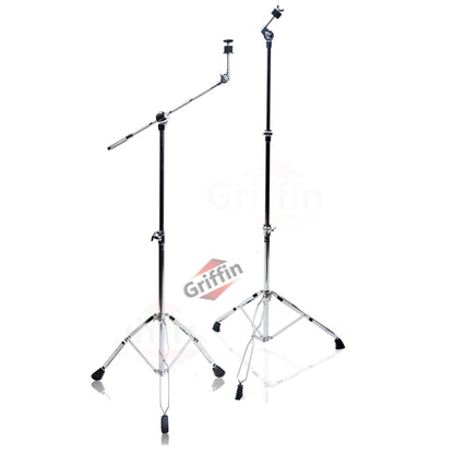 Cymbal Boom Stand & Straight Cymbal Stand Combo (Pack of 2) by GRIFFIN - Percussion Drum Hardware