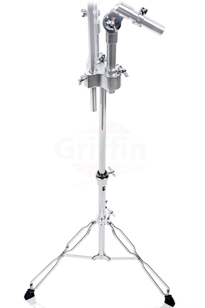 Double Tom Drum Stand with Cymbal Arm by GRIFFIN - Drummers Percussion Set Hardware Kit