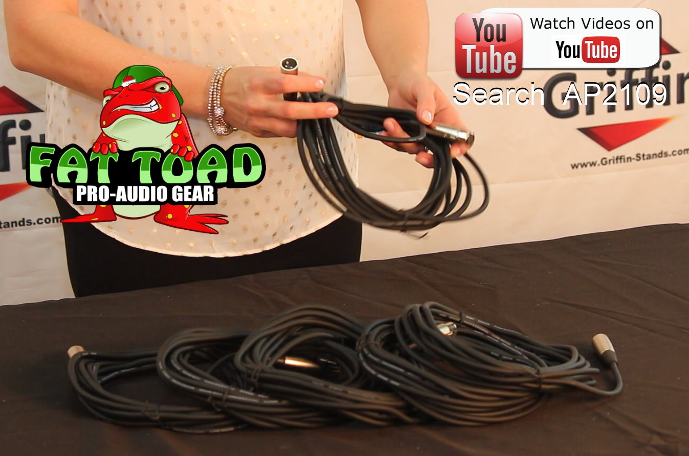 XLR Microphone Cable by FAT TOAD - 20ft Professional Pro Audio Mic Cord Extension Patch with Male to Female Lo-Z Connector - 24 AWG Wire & Balanced