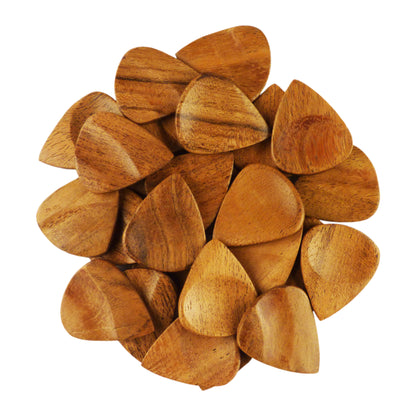 Acacia Wood Guitar Or Bass Pick - 3.0 mm Ultra Heavy Gauge - 351 Groove Shape - Natural Finish Handmade Specialty Exotic Luxury Plectrum