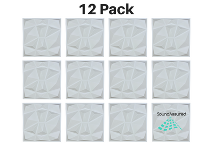 12 Pack - PVC Geometric 3D Wall Panel For Sound Diffusion - Modern 3D Design For Walls And Ceilings