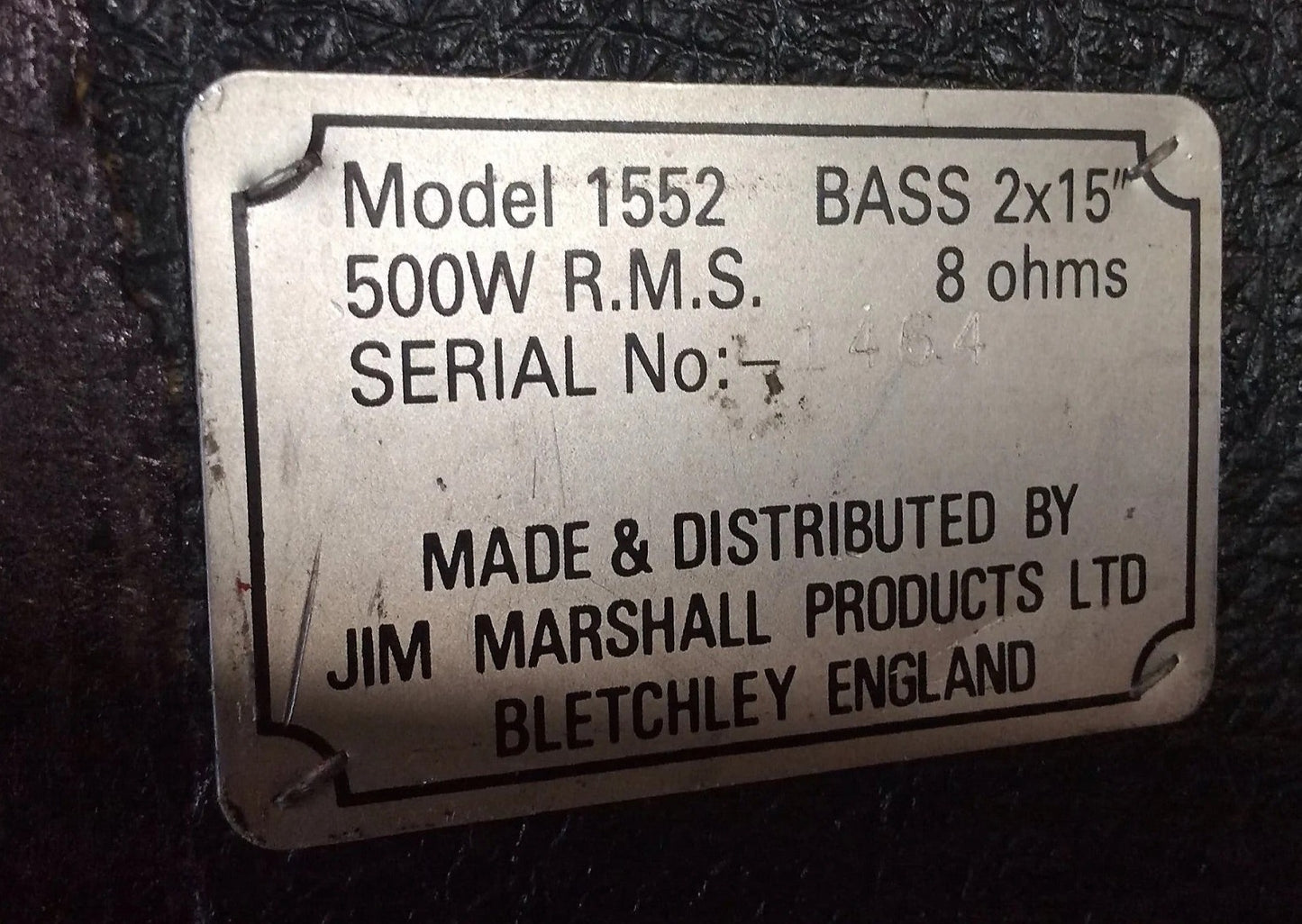 Custom padded cover for Marshall JCM800 2x15" 1552 Bass Cabinet