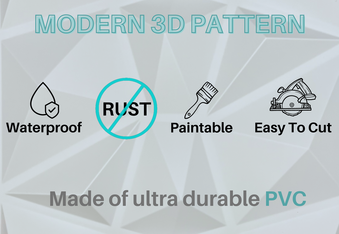 12 Pack - PVC Geometric 3D Wall Panel For Sound Diffusion - Modern 3D Design For Walls And Ceilings