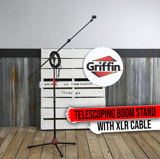 Microphone Stand with Telescoping Boom, XLR Cable and Mic Clip Package by GRIFFIN - Premium Tripod
