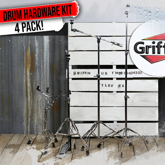 GRIFFIN Cymbal Stand Hardware Pack 4 Piece Set - Full Size Percussion Drum Hardware Kit Mount