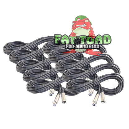 Microphone Cables by FAT TOAD (10 Pack) 20ft Professional Pro Audio XLR Mic Cord Patch with Female & Male Connector - 24 AWG Shielded Wire & Balanced