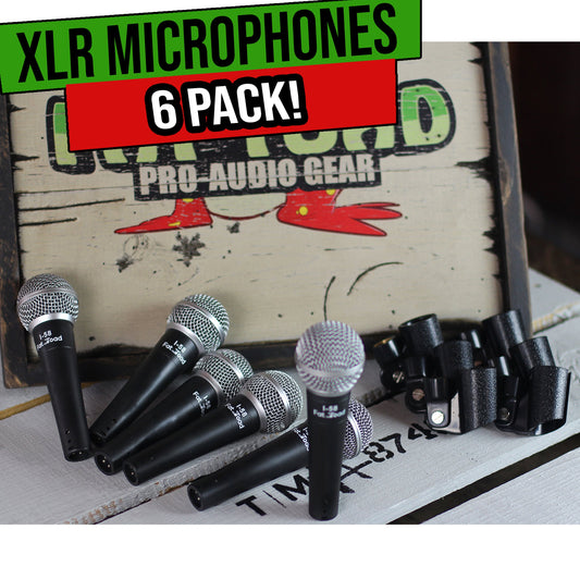 Professional Cardioid Dynamic Microphones & Clips (6 Pack) by FAT TOAD - Vocal Handheld