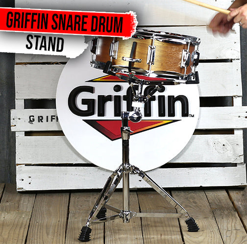 GRIFFIN Deluxe Snare Drum Stand - Percussion Hardware Kit with Key - Double Braced Medium Weight