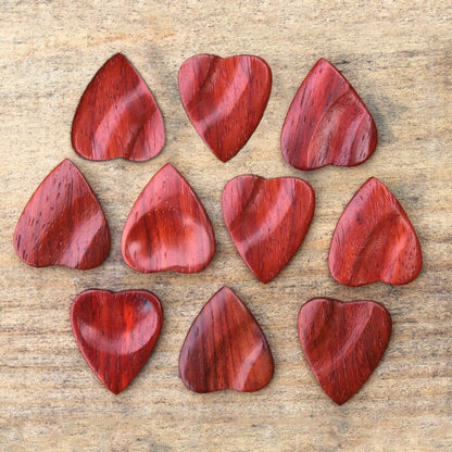 Padauk Wood Guitar Or Bass Pick - 3.0 mm Ultra Heavy Gauge - Heart Shaped - Natural Finish Handmade Specialty Exotic Plectrum