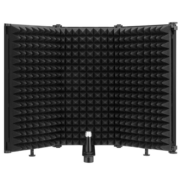 Tabletop Compact Microphone Isolation Shield, Foldable 3/8" and 5/8" Threaded Mount