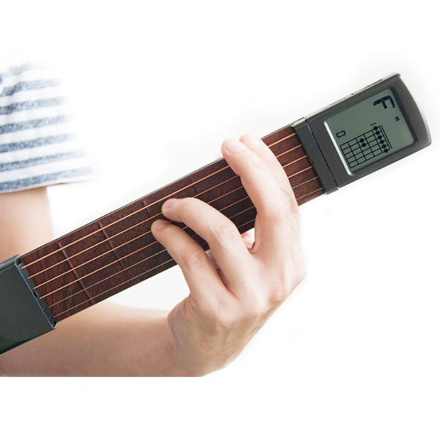 Digital Pocket Guitar Trainer Portable 6-Tone Pocket Guitar Chord Practice Tool Can Rotate Chord Diagram Screen Guitar Finger Trainer For Beginners