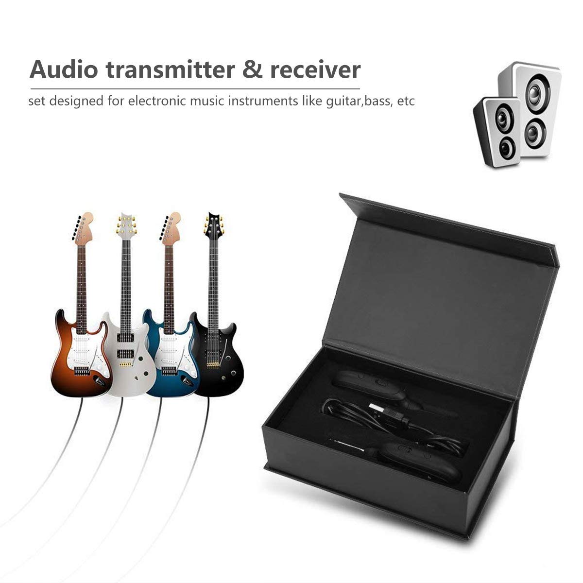 Wireless Guitar System, Wireless Guitar Transmitter Receiver 4 Channels Audio Transmitter Receiver for Electric Guitar Bass Violin Guitar Solo Guitarist Guitar Player 
