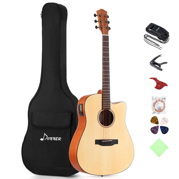 Electric Acoustic Guitar Cutaway 41’’ Full-size Guitar Bundle