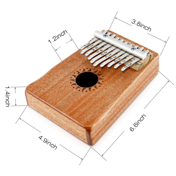 Premium 10 Key Kalimba Thumb Piano Solid Mahogany Body with Accessories