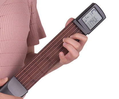 Digital Pocket Guitar Trainer Portable 6-Tone Pocket Guitar Chord Practice Tool Can Rotate Chord Diagram Screen Guitar Finger Trainer For Beginners