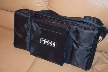 Custom double padded travel bag for Custom Pedalboard (22” x 10” x 7”) with Mounted Pedals