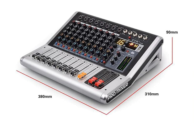 Professional 8 Channels Sound Audio Mixer with Bluetooth USB Record MP3 Jack 16 DSP DJ/Karaoke Mixer