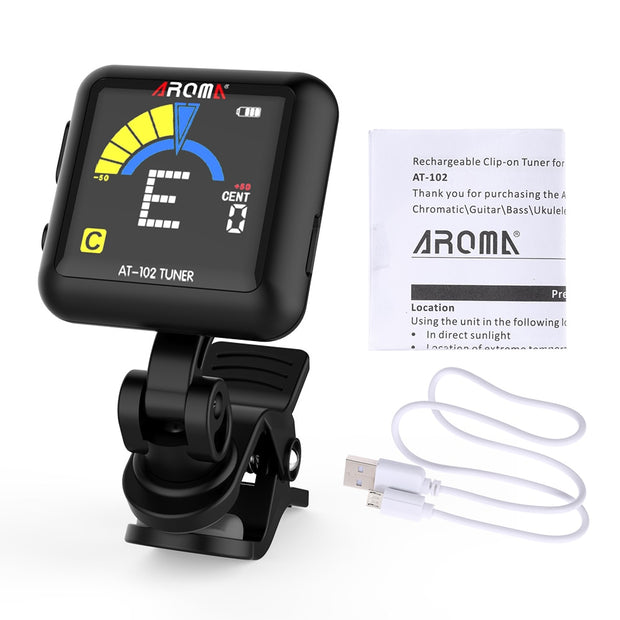 Rechargeable Clip-on Guitar Tuner (Color Screen with Built-in Battery)