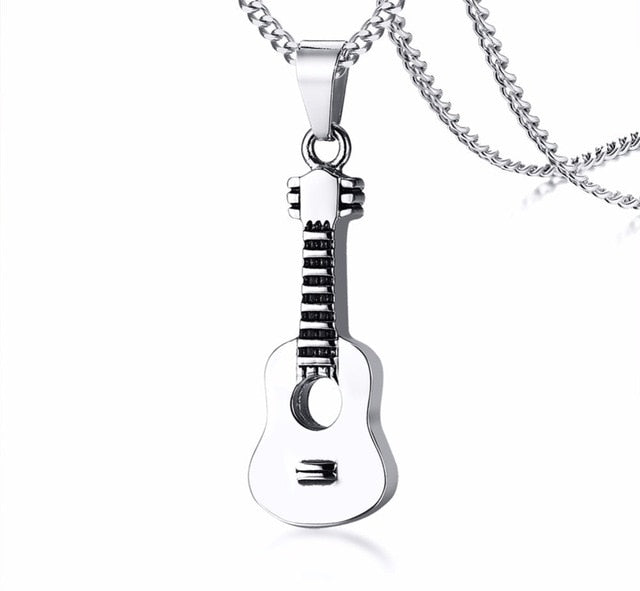 harmtty Men Women Guitar Pendant Long Chain Necklace Hip Hop Jewelry Music  Lover Gift,Black - Walmart.com