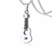 Tone Acoustic Guitar Pendant Necklace for Men Stainless Steel Ashes Memorial Unisex Jewelry 24 inch