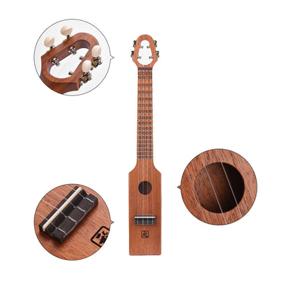 23 Inch Bottle Shape Ukulele (Concert) with Engraved Music Scale and Chord Diagrams